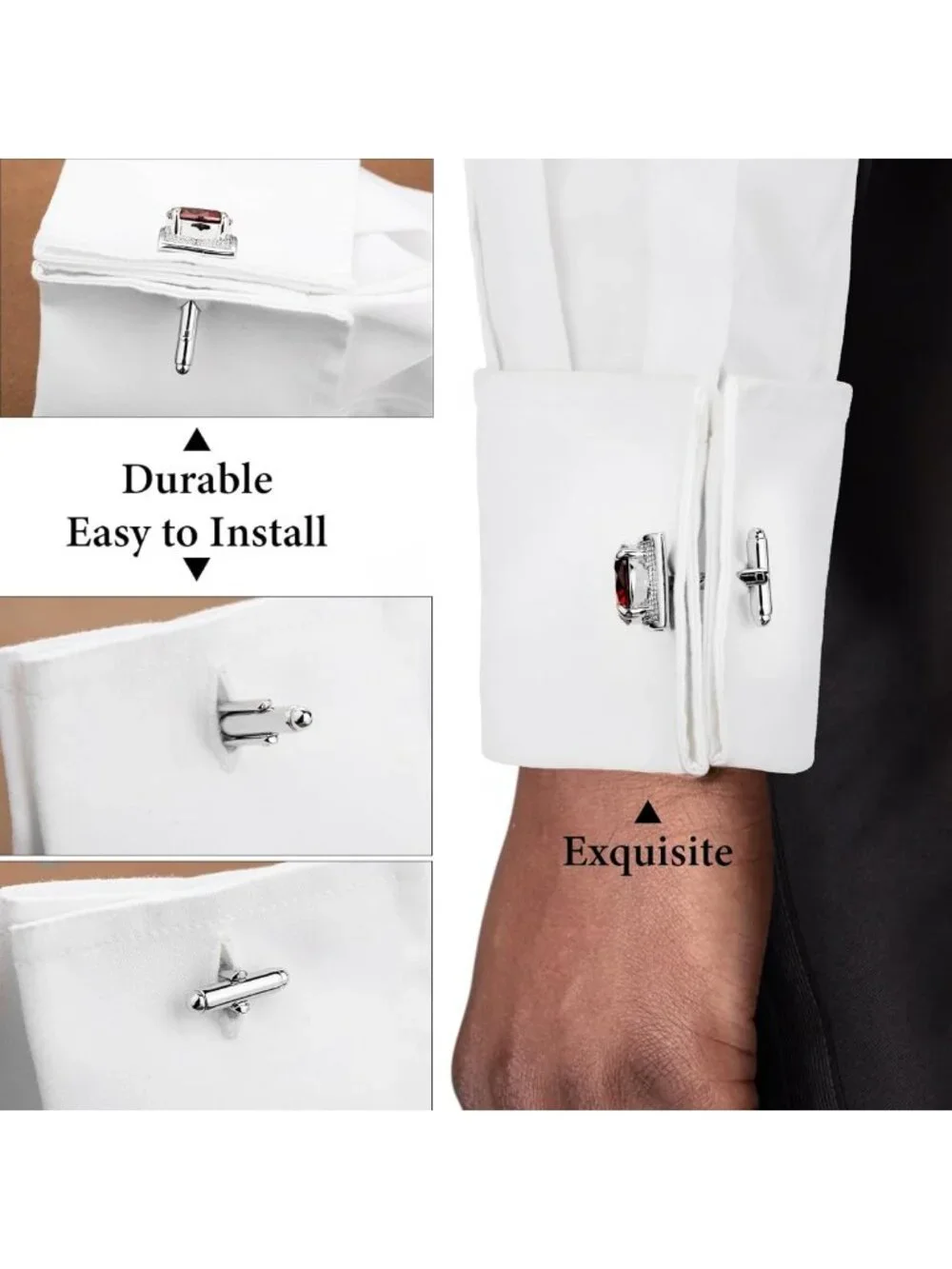 Colorful Gemstone Cuff Links for Men - Stylish Birthstone Accessories for Gifts